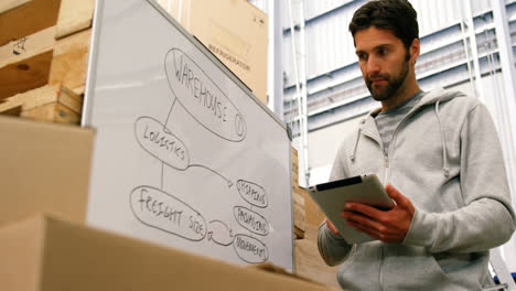 Warehouse-worker-using-a-tablet