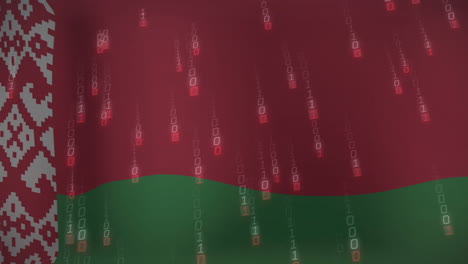 Animation-Der-Datenverarbeitung-über-Der-Flagge-Von-Weißrussland