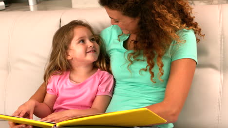 Mutter-Und-Tochter-Lesen-Buch-Auf-Der-Couch