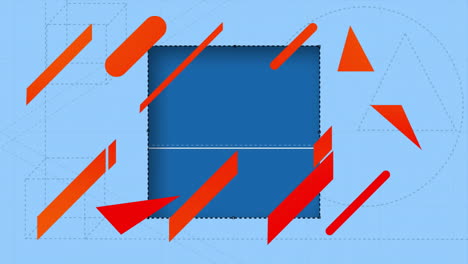 Animation-of-cutout-and-red-shapes-over-blue-background