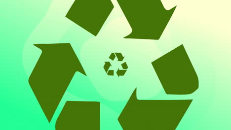 Animation-of-recycling-icons-over-green-background