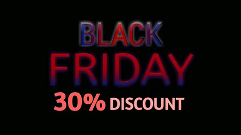 Black-Friday-Sale:-30-%-Rabatt-Auf-Neontextanimation,-Motion-Graphics,-Banner-Zeichen-Für-Werbevideos