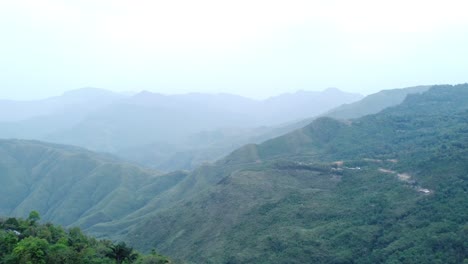 Drone-view-shot-of-landscape-or-houses-and-environment-of-people-living-in-Nagaland,-India