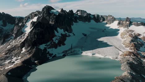 Lagoon-Of-Glaciar-Ojo-del-Albino-Trek-With-Rocky-Mountains-Near-Ushuaia,-Argentina