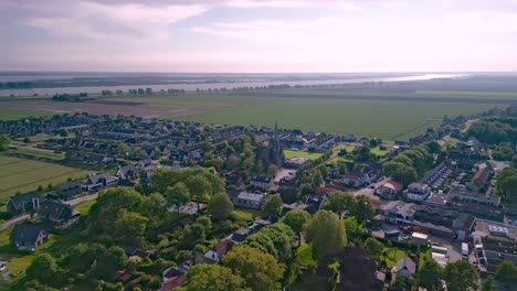 Flying-over-the-village-of-Zuid-Beijerland-in-the-Netherlands