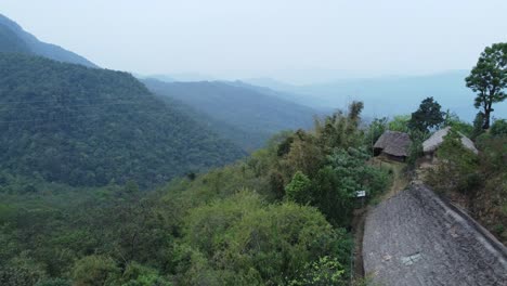 Drone-view-shot-of-landscape-or-houses-and-environment-of-people-living-in-Nagaland,-India