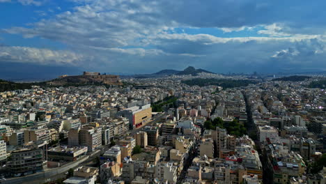 Panorama-Der-Skyline-Der-Griechischen-Stadt-Athen-Und-Der-Akropolis,-Luftaufnahme