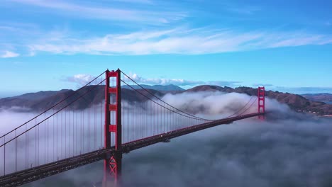 Aerial-View-of-Golden-Gate-Bridge-Fog-At-San-Francisco-In-California-United-States