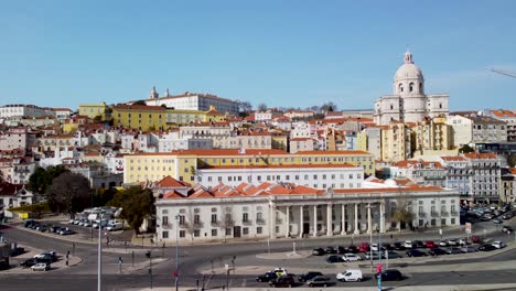 Lisbon's-Pantheon,-Military-Museum-and-the-colourful-red-train-station-Santa-Apolónia