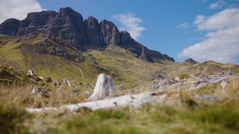 Stunning-view-of-Old-Man-of-Storr-on-Isle-of-Skye-under-a-bright-blue-sky
