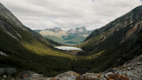 View-Of-Laguna-Esmeralda-In-Ushuaia,-Tierra-Del-Fuego,-Argentina---Wide-Shot