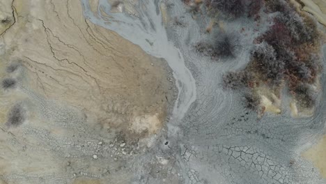 aerial-drone-shot-of-Romania's-mud-volcano,-Buzău