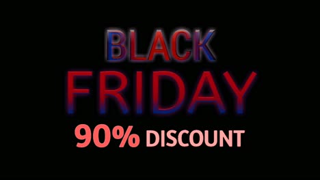 Black-Friday-Sale-Mit-90-%-Rabatt-Auf-Neontextanimation,-Motion-Graphics,-Banner-Zeichen-Für-Werbevideos