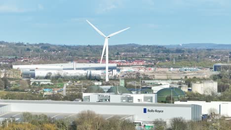 Spondon-Windpark-Windturbine-Mit-Nordex-N100-2500-Motor-Ist-Von-Oben-Geschossen