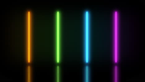 Animationsschleife-Aus-Leuchtenden-Und-Flackernden-Mehrfarbigen-Neonröhren,-Die-Kleine-Partikel-Ausstoßen