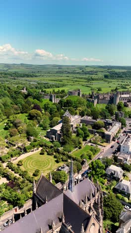 Vertical-video-drone-footage-of-Arundel-Cathedral-and-Castle