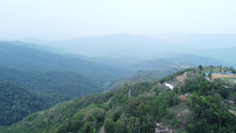 Drone-view-shot-of-landscape-or-houses-and-environment-of-people-living-in-Nagaland,-India