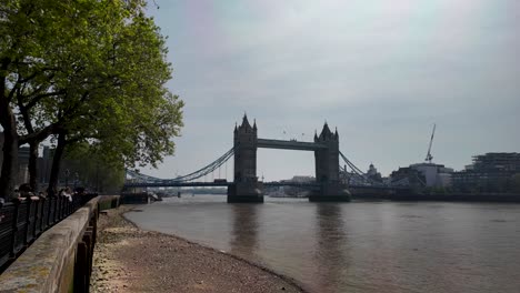 Morning-View-Of-Tower-Bridge-During-Low-Tide-Over-River-Thames