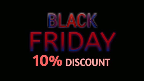 Black-Friday-Sale:-10-%-Rabatt-Auf-Neontextanimation,-Motion-Graphics-Banner-Zeichen-Für-Werbevideos