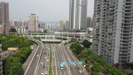 Aerial-photography-of-complex-transportation-in-Chongqing-city