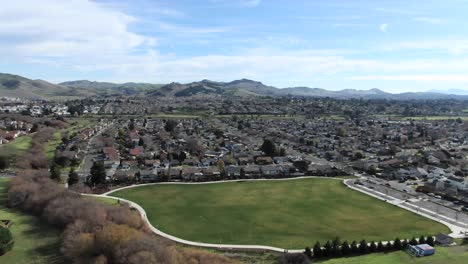 Aerial-Over-Town-In-Napa-Valley-In-California