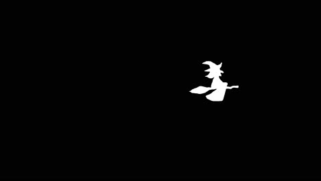 Animación-De-Halloween-Bruja-Blanca-Volando-En-Escoba-Sobre-Fondo-Negro