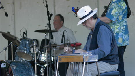 Man-plays-steel-guitar-with-country-band-live-at-El-Dorado-County-Fair