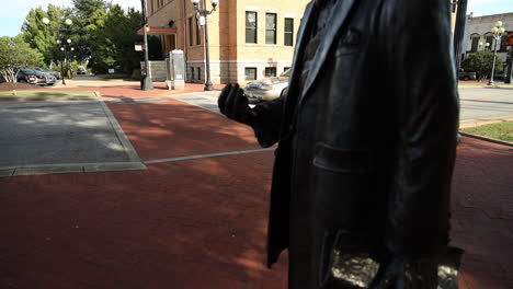 HD-gimbal-Pan-Up-slow-motion-statue-of-Robert-Anderson-and-historical-courthouse-in-Anderson-SC