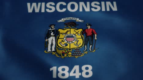 Flag-of-Wisconsin,-slow-motion-waving