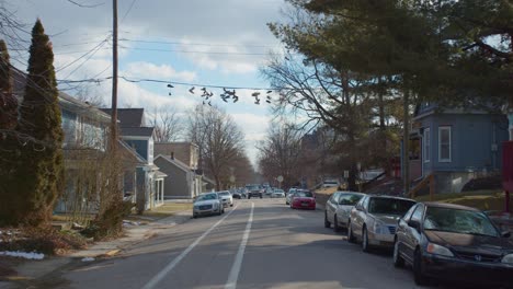 Indiana-College-Town-Road-with-Shoes-Hanging-from-Power-Line