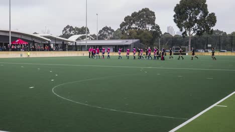 Timelapse-of-the-start-of-a-men's-premier-league-field-hockey-match-at-KBH-Brumbies-club-rooms-at-Elgar-Park
