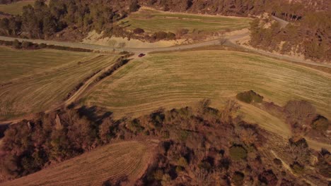 The-marganell-region-in-barcelona,-spain,-showcasing-a-rural-landscape,-aerial-view