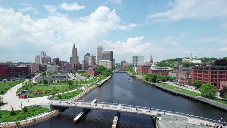 Panoramic-aerial-view-of-the-Pedestrian-Bridge-and-the-city-of-providence