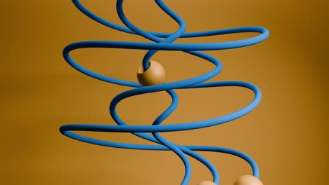 3D-wooden-balls-on-infinite-loop-animation-rising,-orange-background
