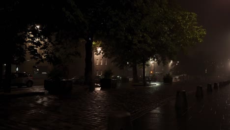 Empty-Grassmarket-on-a-quiet-foggy-night--Pan-left-to-right