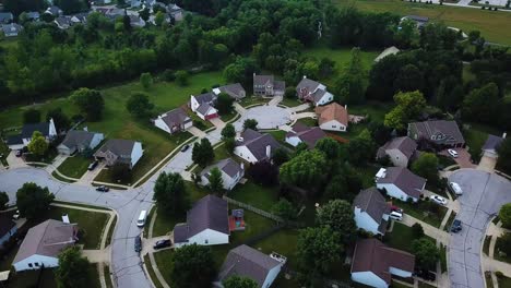 Fly-Over-Small-Beautiful-Town-With-Summer-Colors