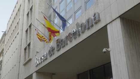 Low-angle-view-of-the-Borsa-de-Barcelona-building-in-Spain