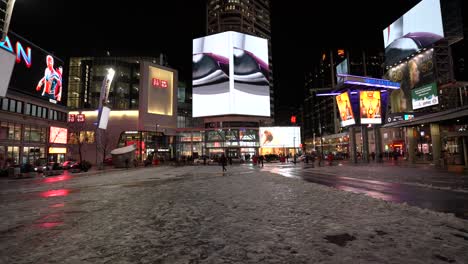 Yonge-and-Dundas-Square-with-Digital-Billboards-at-Night-during-Winter-empty-during-covid-19-pandemic