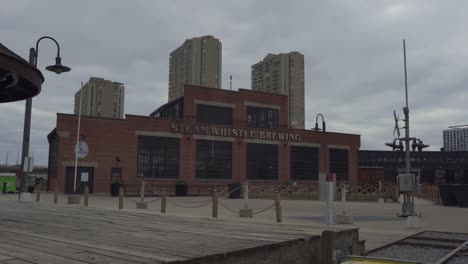 Steam-Whistle-Brewery-In-Downtown-Toronto,-Establishing-Shot