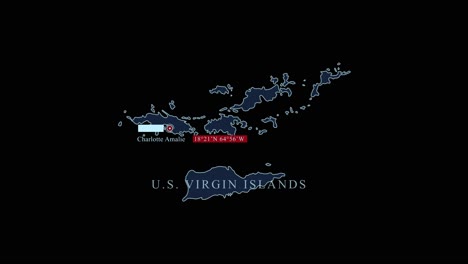 Blue-stylized-United-States-Virgin-Islands-map-with-Charlotte-Amalie-capital-city-and-geographic-coordinates-on-black-background