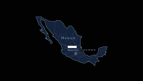 Blue-stylized-Mexico-map-with-capital-city-and-geographic-coordinates-on-black-background