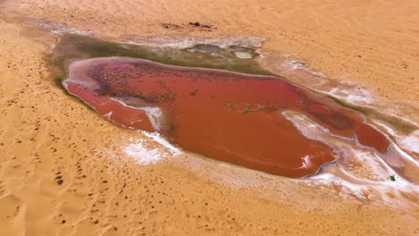 Aerial-view-over-the-scarlet-waters-of-Wulan-Lake-in-the-Tengger-Desert,-Inner-Mongolia-Autonomous-Region,-China