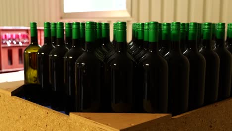 Dark-Wine-Bottles-with-Green-Caps-in-Storage-Room