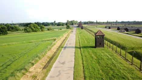 Auschwitz-birkenau,-Campo-De-Concentración-Nazi-En-Polonia---Disparo-Aéreo-Con-Drones