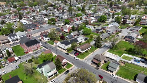 Small-American-town-with-houses-and-homes-on-sunny-spring-day