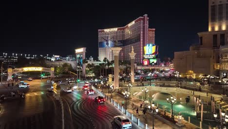 Nighttime-view-of-the-Grand-Canal-area-in-front-of-the-Venetian-Hotel-Casino,-Las-Vegas,-Nevada,-USA