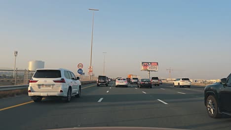Slow-moving-Traffic-on-Sheikh-Zayed-Road-towards-Dubai-in-the-evening