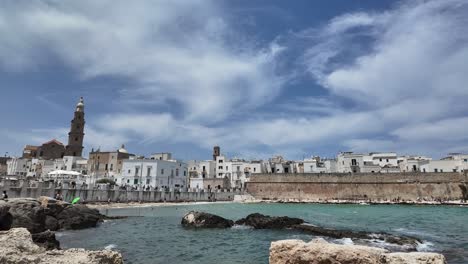 Timelapse-of-the-Ancient-City-of-Monopoli-With-Clouds-Moving-Around,-Bari,-Italy