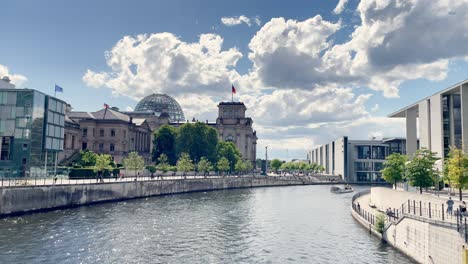 Berlin-Scenery-with-Reichstag-Building-next-to-Spree-River-in-Summer