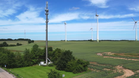 A-5G-radio-mast-stands-in-the-middle-of-green-nature